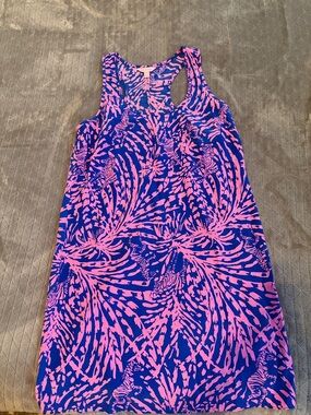 Lilly Pulitzer Betty Silk Dress pink sapphire and blue